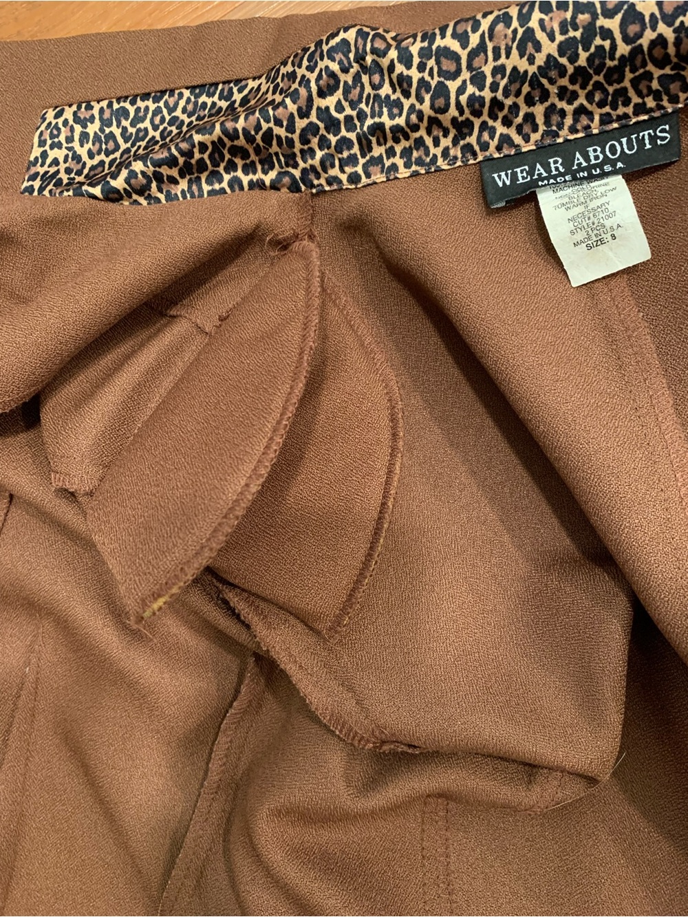 VTG Wear Abouts Brown Leopard Print Blazer Women's 8 Retro 1990s Office Academia - Picture 8 of 13